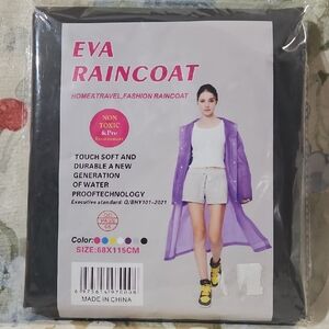 EVA RAINCOAT Black Fashion Hooded Raincoat Poncho - Unisex - Size 68x115cm